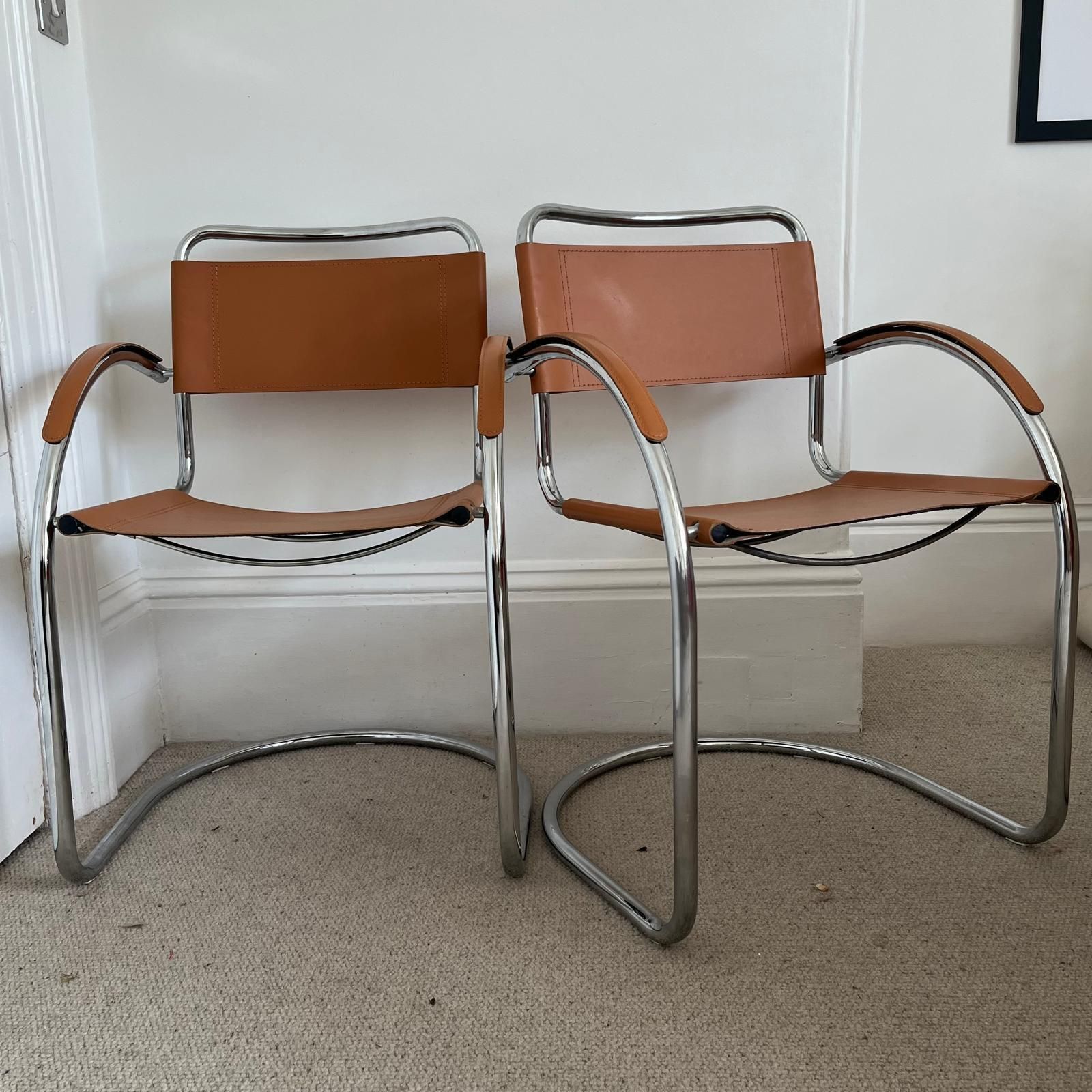 Vintage Italian Effezeta Tan Leather Cantilever Chair | Vinterior