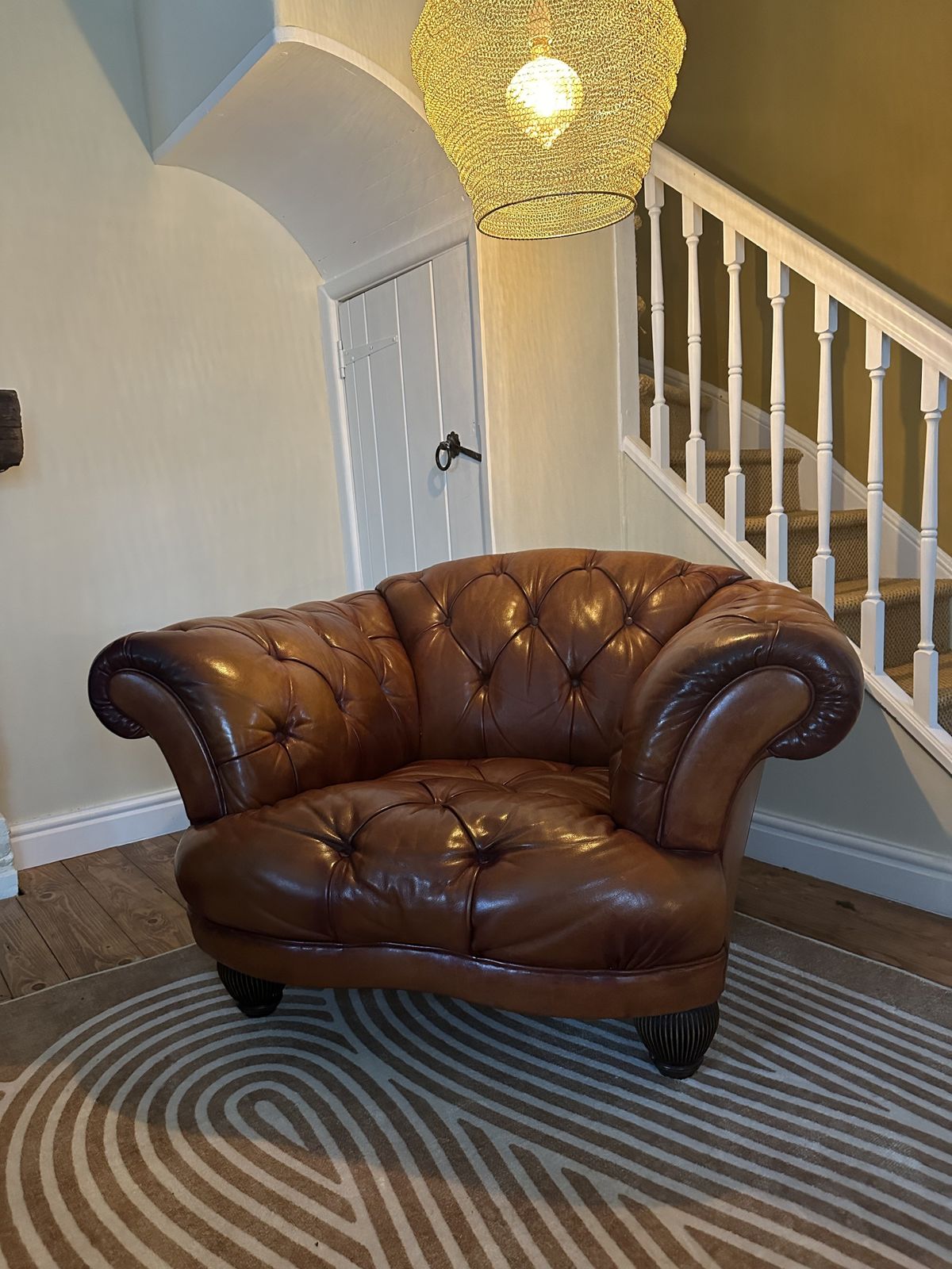 Tetrad Oskar Chesterfield Chair In Brown Buffalo Hide Leather Stunning ...