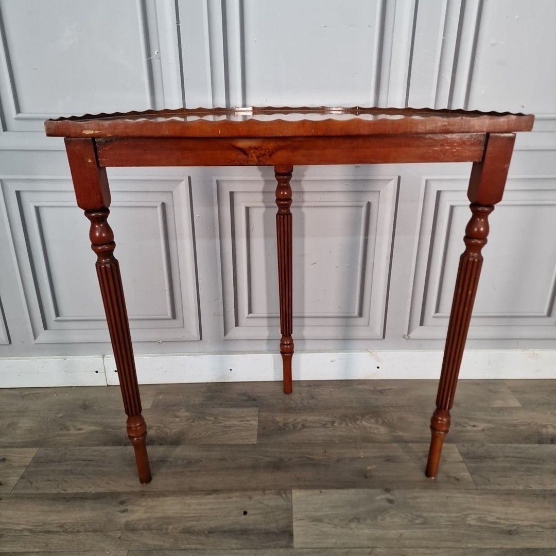 Retro Hall Table Vintage Mahogany Console Table Half Moon Demi Lune – Fluted Legs Retro ...