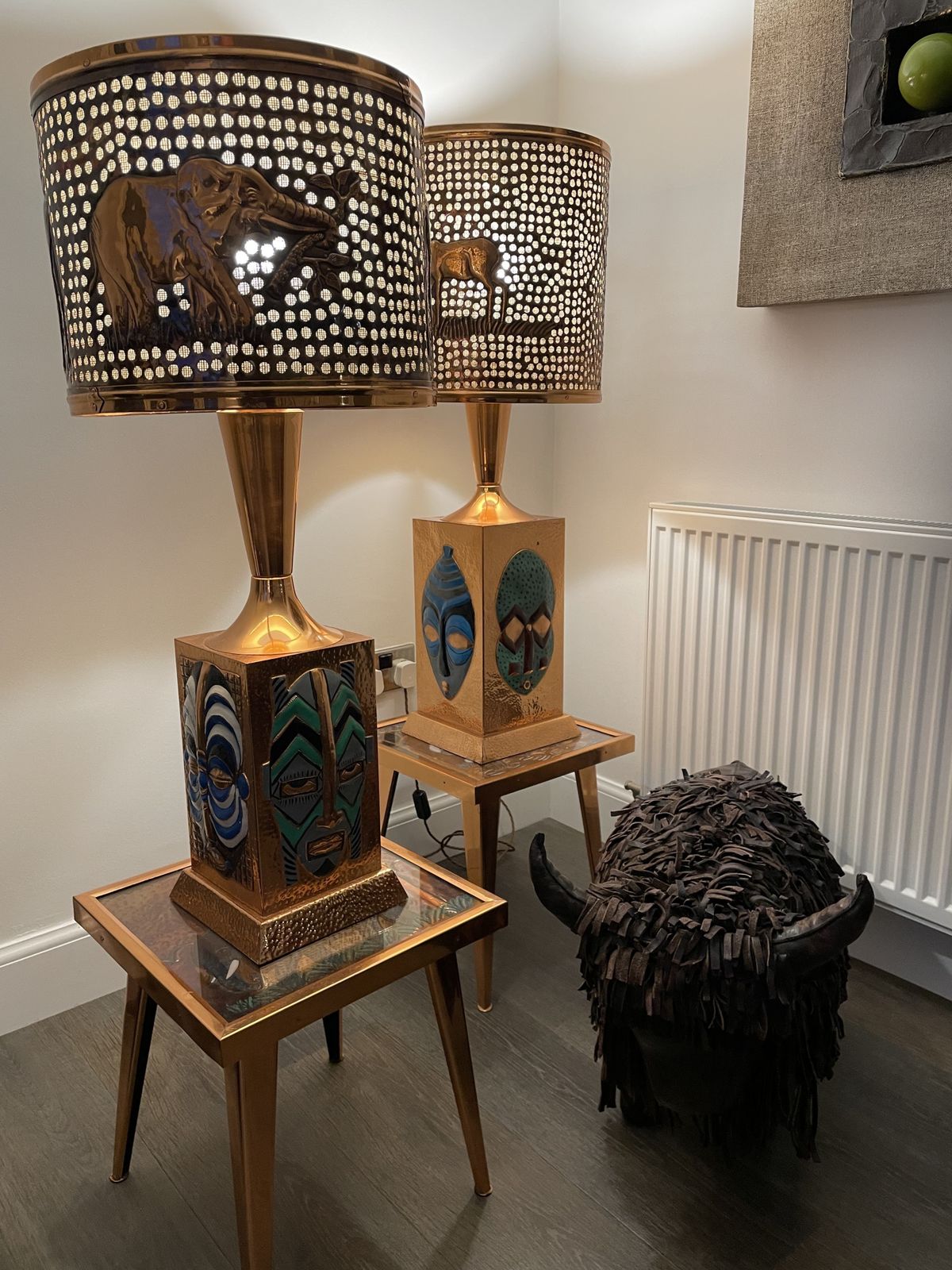 Copper Lamps And Tables X 7 Pieces African Interest | Vinterior