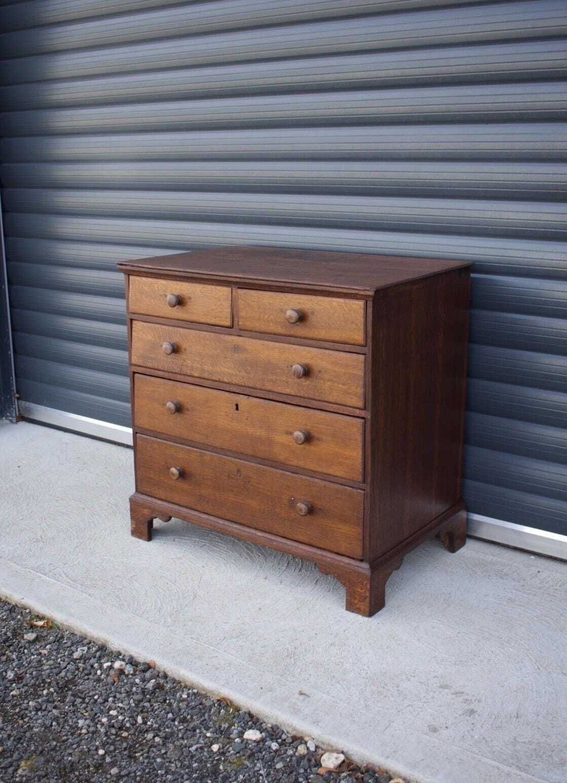 Antique Victorian Solid Oak Chest Of Drawers | Vinterior
