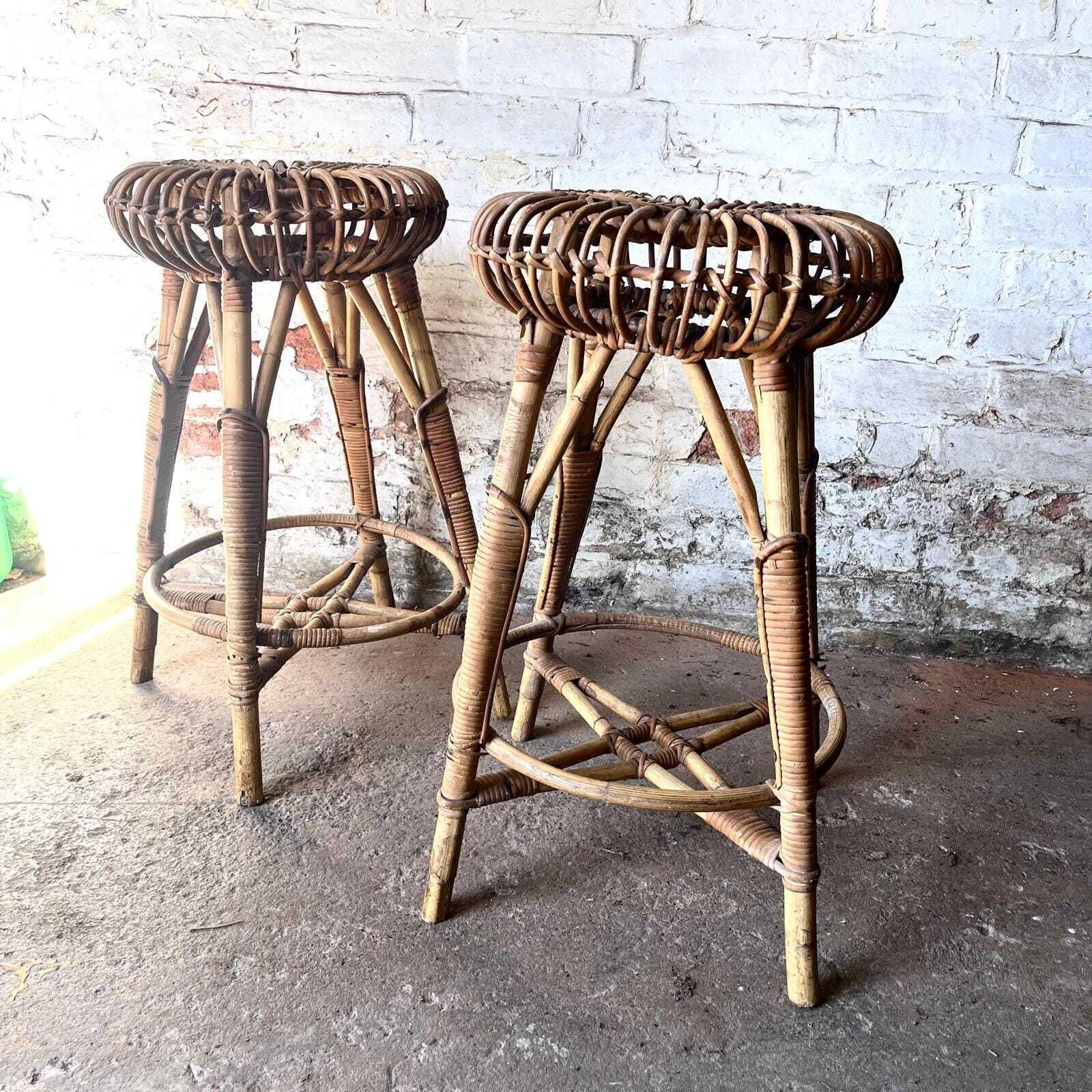 A Pair Of Franco Albini Bamboo High Stools | Vinterior
