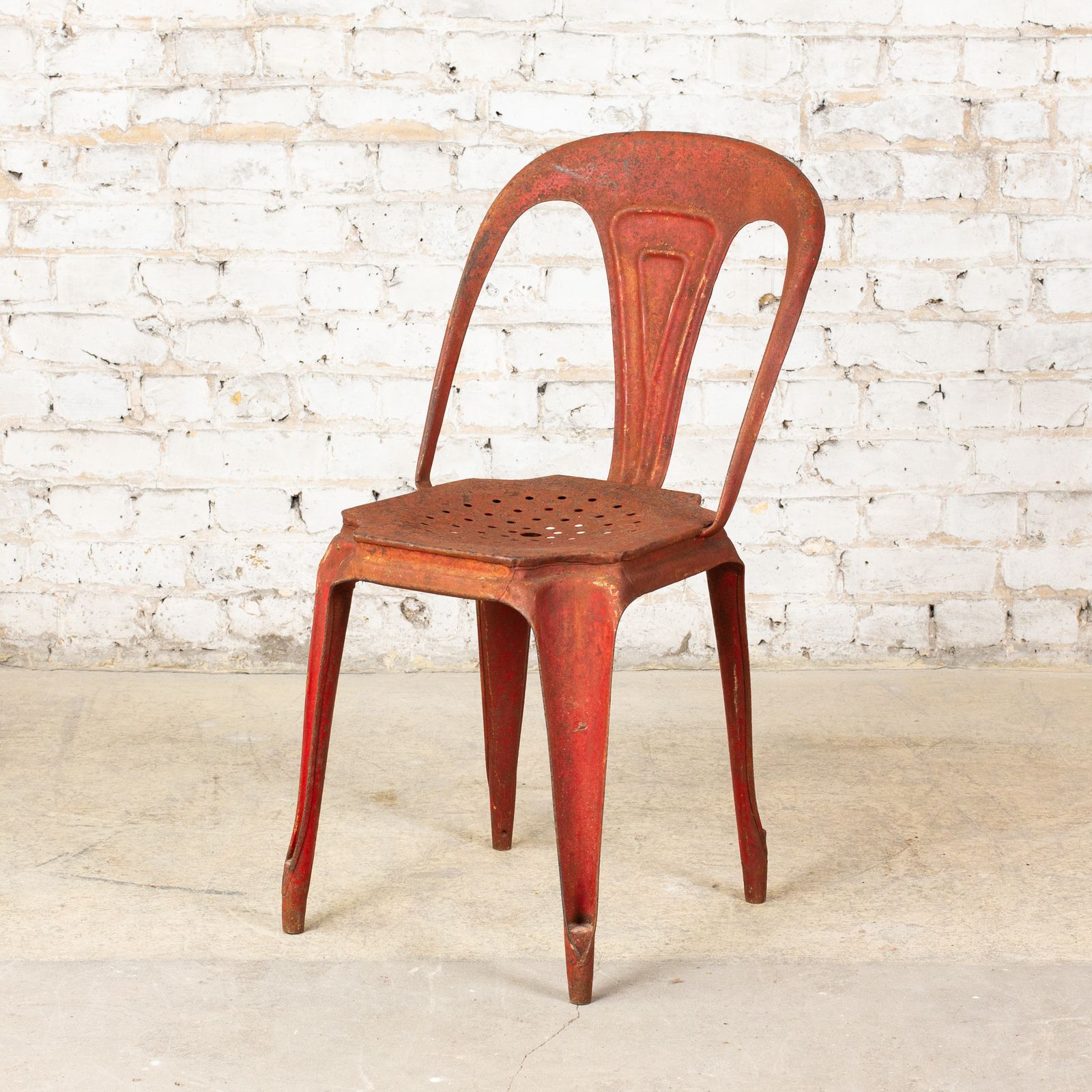 Red Vintage French Tolix Cafe Chair | Vinterior