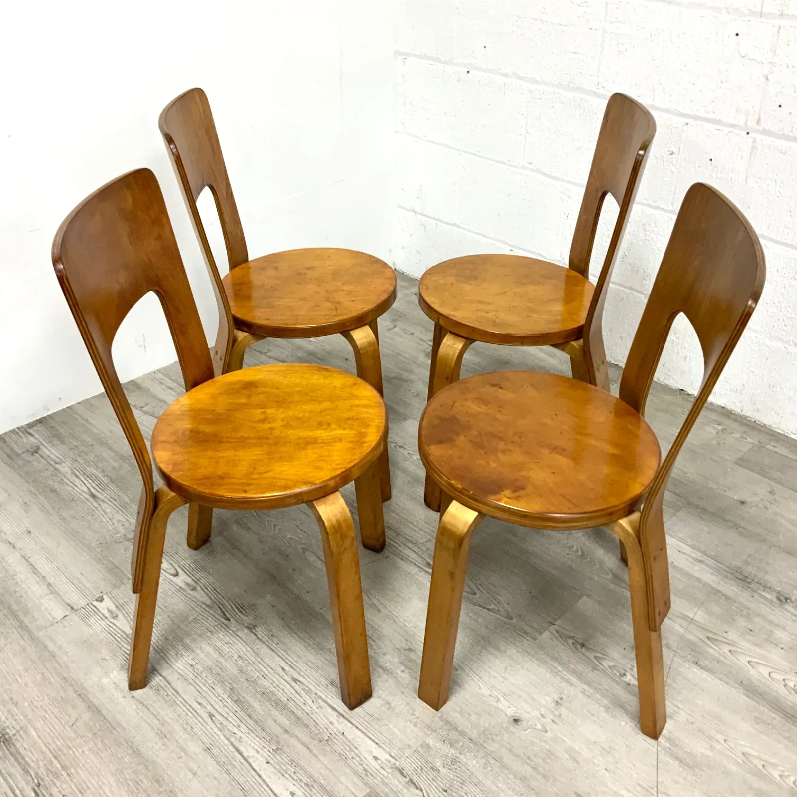 A Set Of 4 Original “Finmar” Alvar Aalto Model 66 Dining Chairs