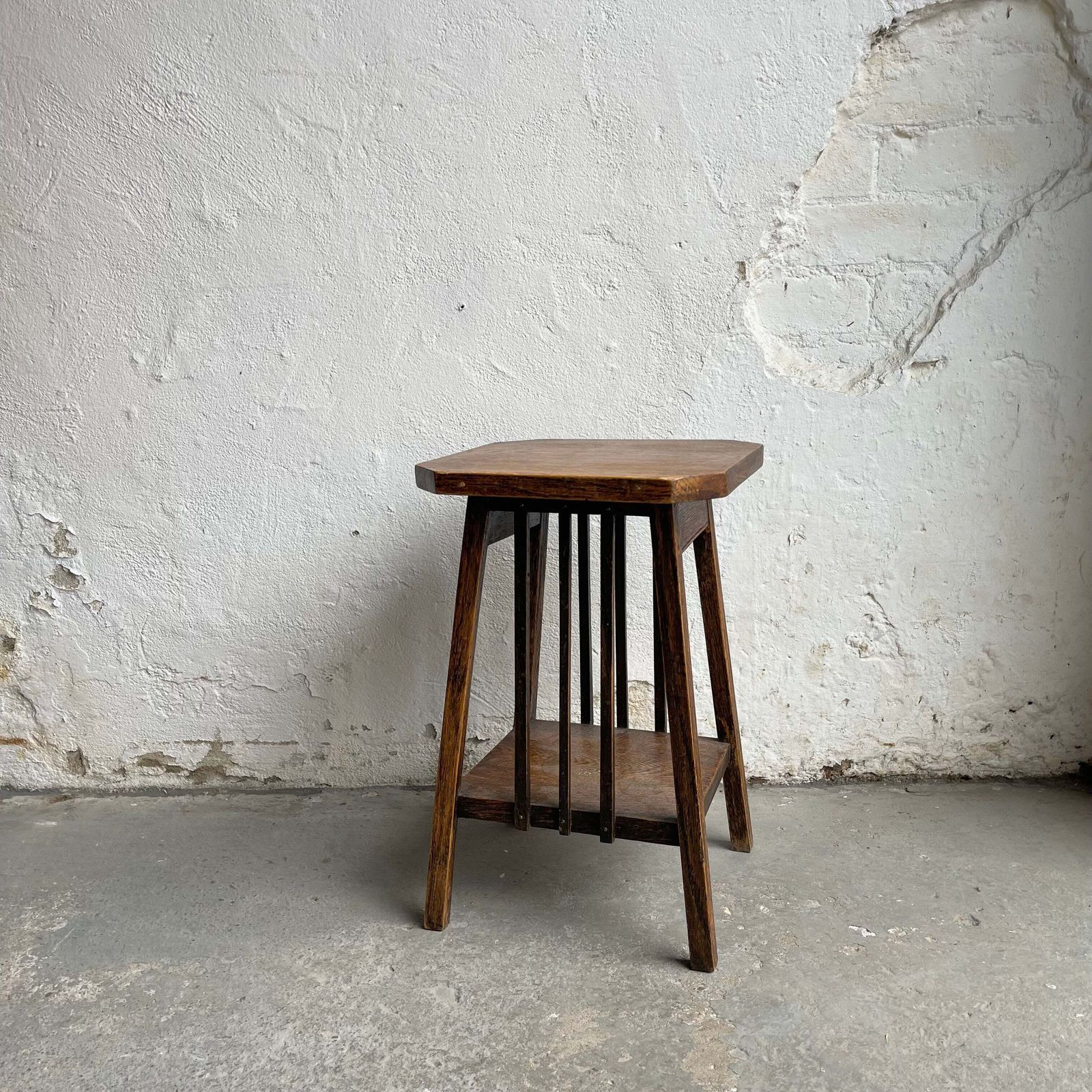 Vintage Wooden Stool/Side Table #2107 | Vinterior