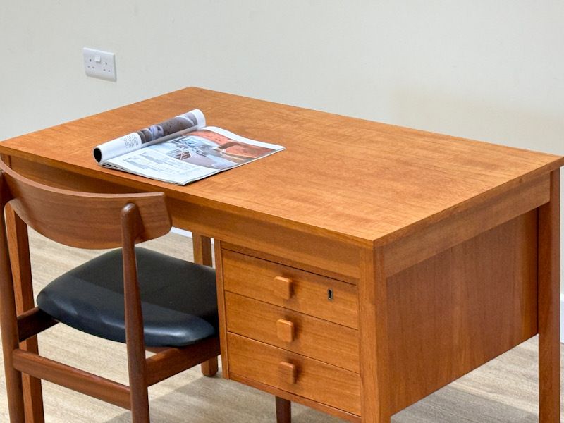 Mid Century Teak Desk By Dominos Møbler, Denmark, 1960s | Domino