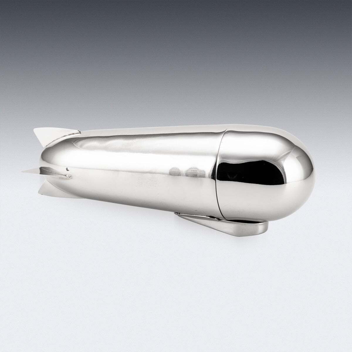 Vintage 20thc German Silver Plated Zeppelin Airship Cocktail