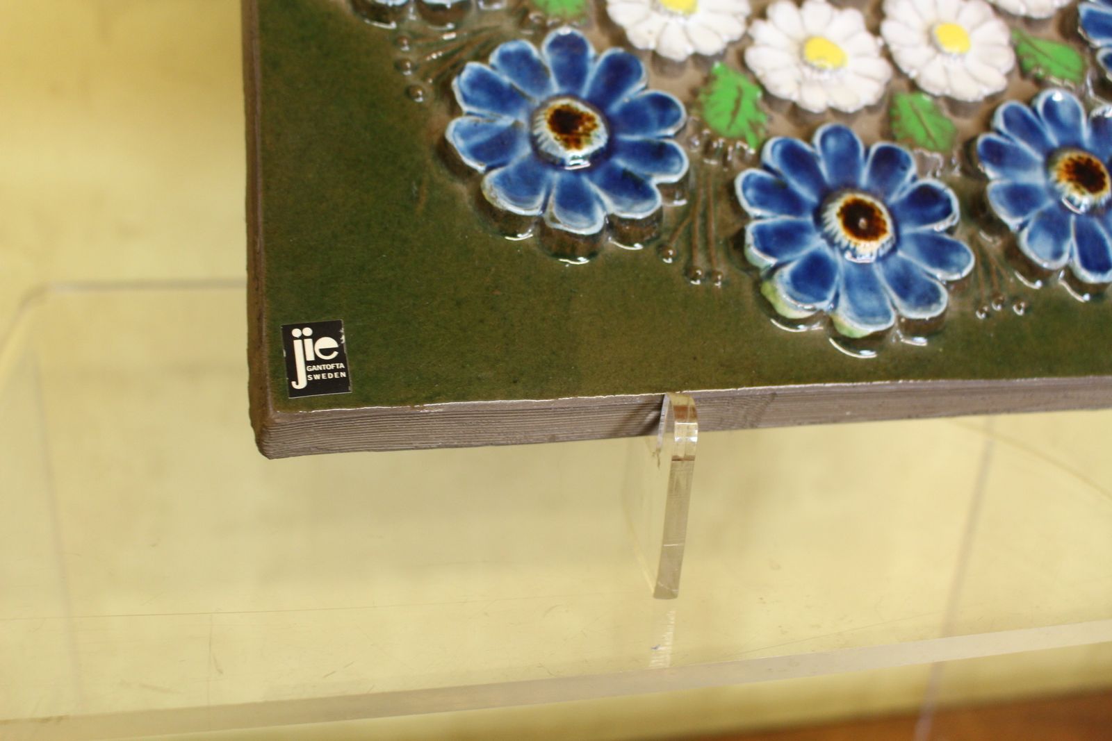 Jie Gantofta Of Sweden Floral Design Ceramic Plaque 60's/70's