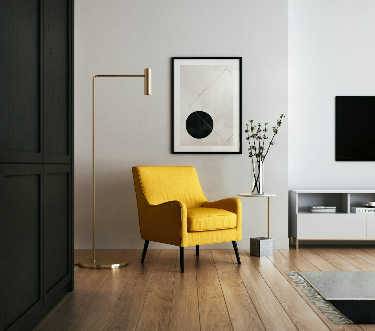 Styled interior with vintage pieces