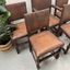 Set Of 5 Jacobean Style Gothic Oak & Brown Leather Studded Dining ...