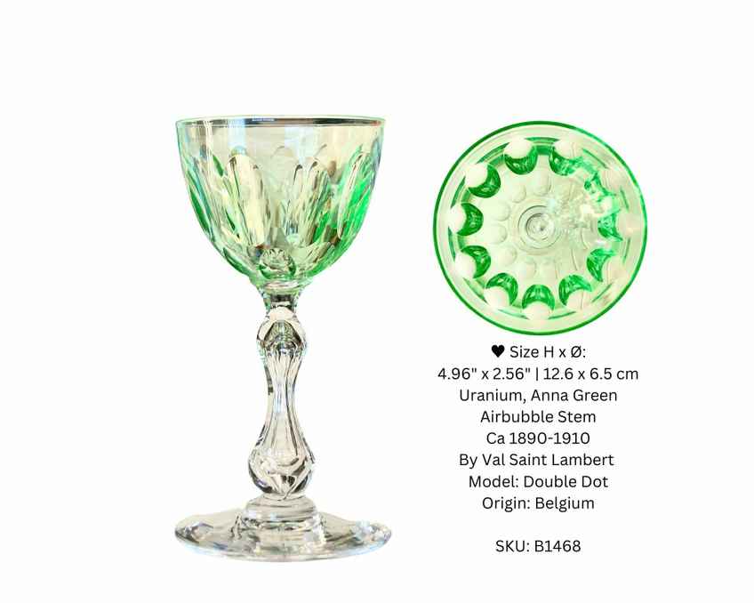 Uranium Cordial Glass | 5pcs | Anna Green | Val Saint Lambert | C. 19201930  | Vinterior