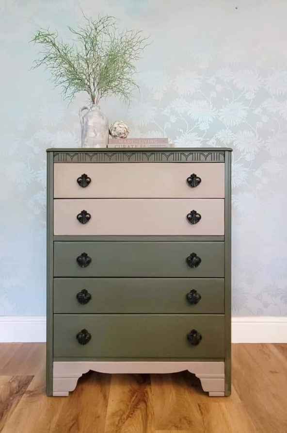 Rustic Narrow Green/Cream 4 Drawer Chest Of Drawers | Vinterior Rustic Narrow Green/Cream 4 Drawer Chest Of Drawers | Vinterior
