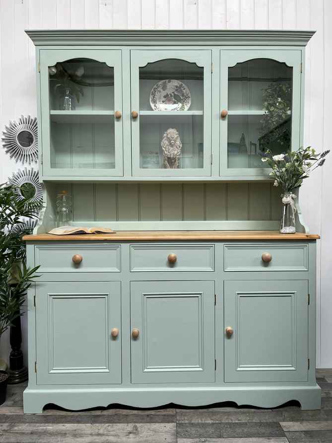 modern welsh dresser Large Shaker Style Painted Welsh Dresser, Drawers, Cupboard Base and 3 Shelf Display Top. Handmade in Any Size or Colour. Customisable