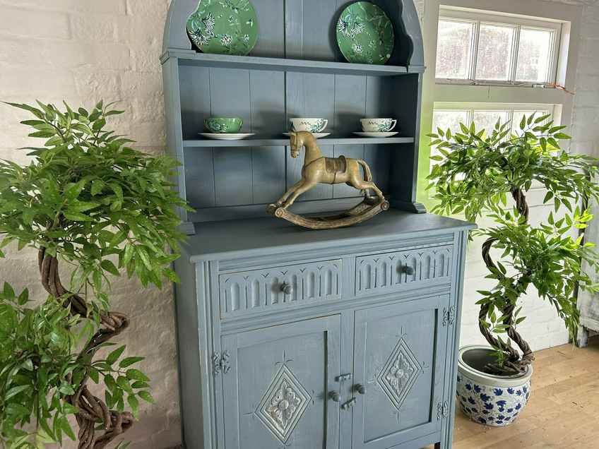 Hand Painted Victorian Distressed Green Dresser Bookcase Or Kitchen Cupboard | Vinterior Hand Painted Victorian Distressed Green Dresser Bookcase Or Kitchen Cupboard | Vinterior