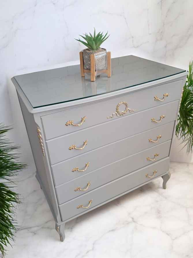 Upcycled B&E Chest Of Drawers Cream Gold | Vinterior
