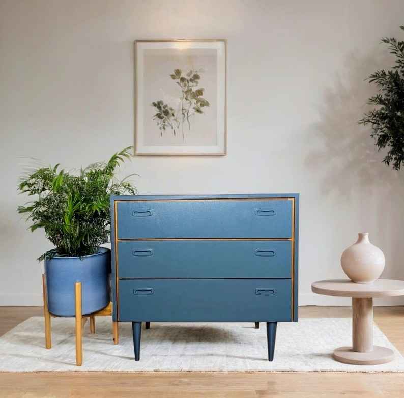 blue mid century dresser Butler Dresser main image 1