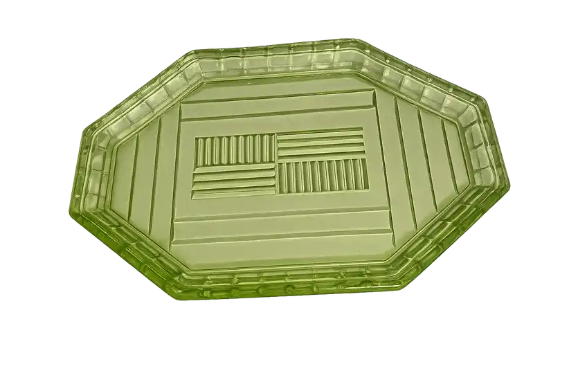 Vintage Green Glass Dressing Table Set Art Deco Glass Vanity Set By Bagley In Rutland Pattern #3078 1930s Free Shipping | Vinterior Vintage Green Glass Dressing Table Set Art Deco Glass Vanity Set By Bagley In Rutland Pattern #3078 1930s Free Shipping | Vinterior