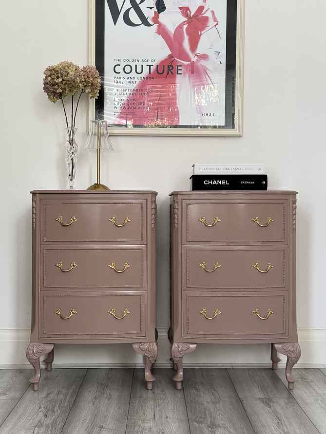 Hand Painted Vintage Dusty Pink Chest Of Drawers | Vinterior Hand Painted Vintage Dusty Pink Chest Of Drawers | Vinterior