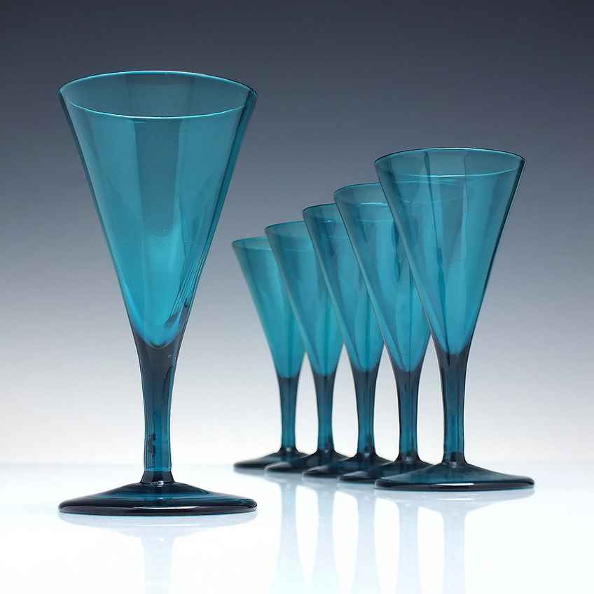 Unique Scottish Mike Hunter Georgian Style Yellow Blue Colour Twist Wine  Glass 2001 | Vinterior