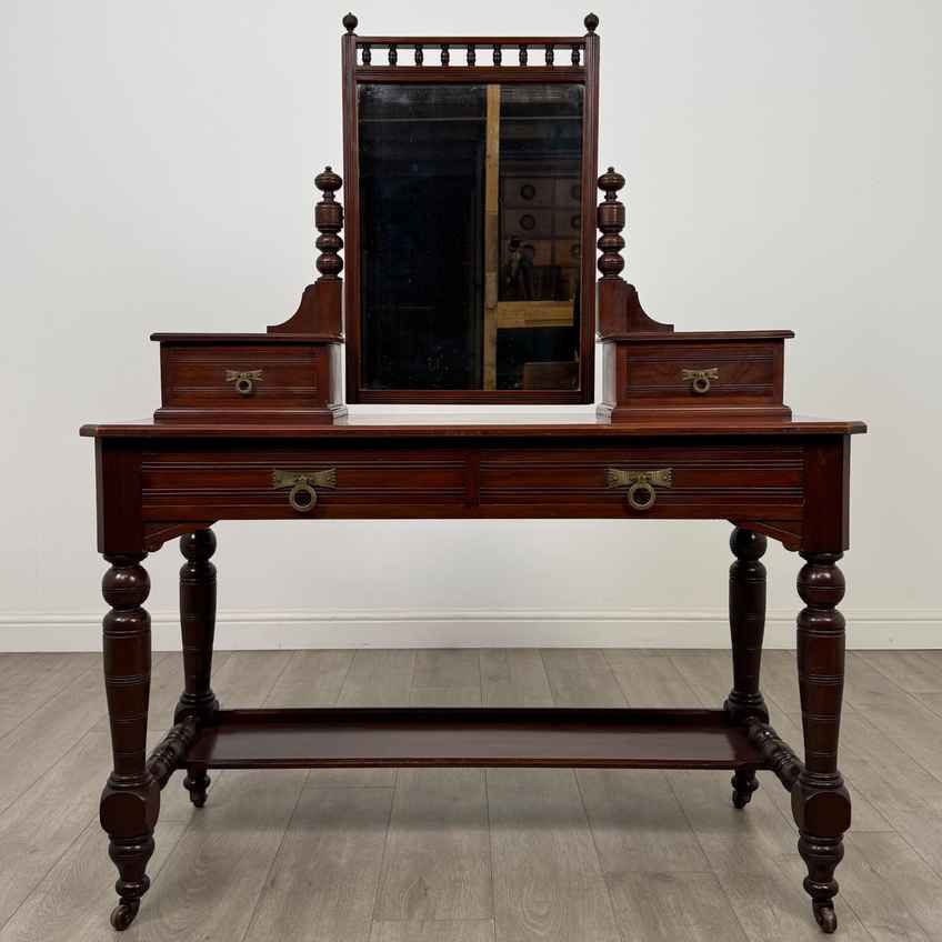 old fashioned dressing table with mirror Louis XV Walnut Dressing Table with Oval Mirror main image 1