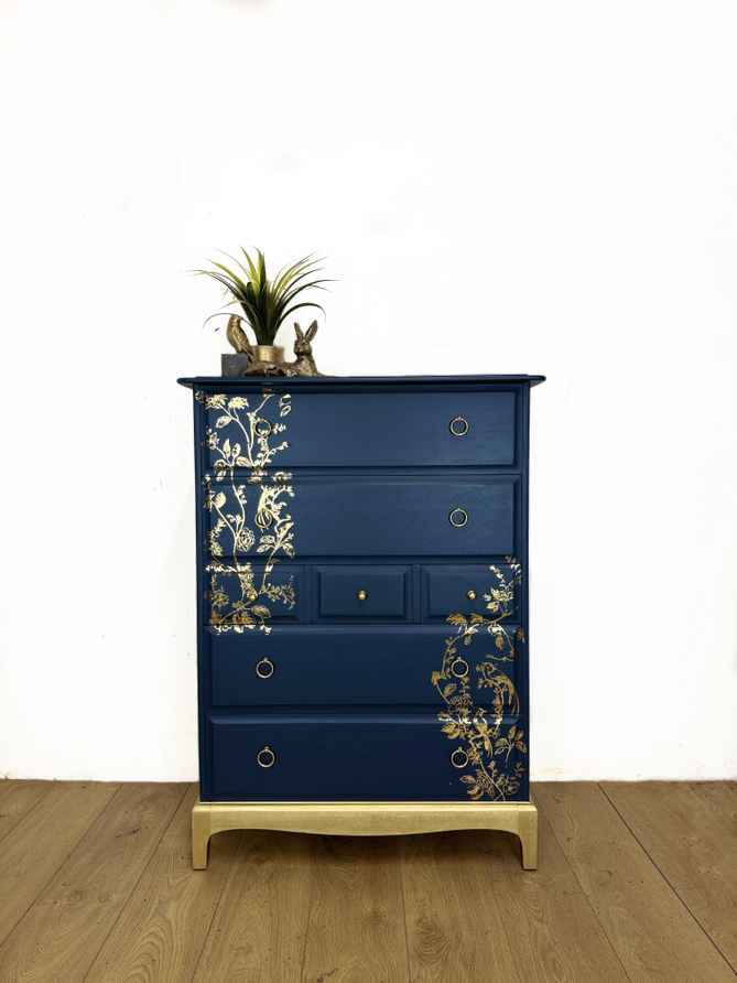 Made To Order Stunning Refinished Stag Minstrel Tallboy Chest Of Drawers,  Black With Gustav Klimt The Kiss Design, Vintage Sideboard, Dresser,  Bedroom | Stag | Vinterior