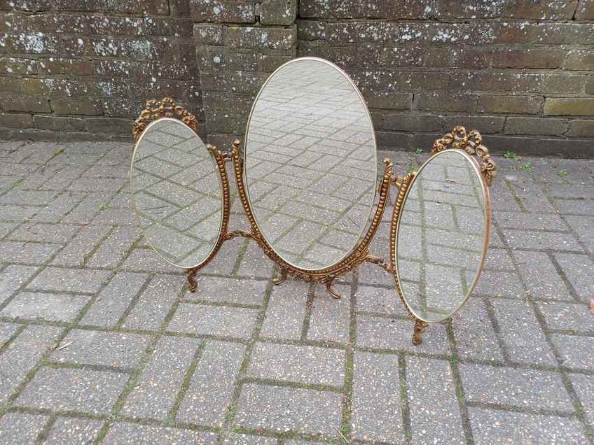 Striking Large Vintage Triple Dressing Table Mirror 1960s 1970s Rococo  Style Vanity | Vinterior