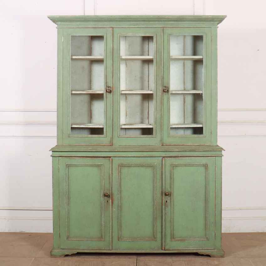 Hand Painted Victorian Distressed Green Dresser Bookcase Or Kitchen Cupboard | Vinterior Hand Painted Victorian Distressed Green Dresser Bookcase Or Kitchen Cupboard | Vinterior