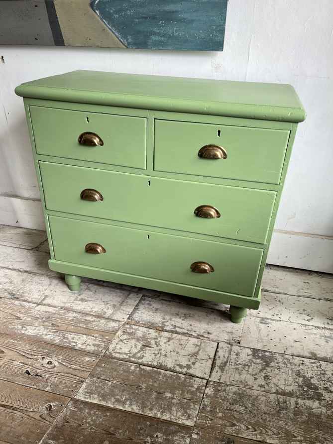 green dress with leopard shoes Green Antique Dresser – Klover Collection main image 1
