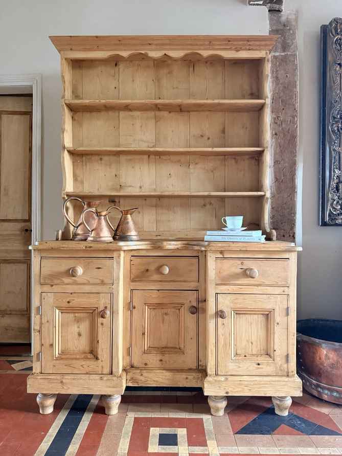 mini welsh dresser Custom Painted UPCYCLED Small Vintage/pine Kitchen Welsh Dressers With Plate Racks & Storage Fusion Mineral Paint Pink