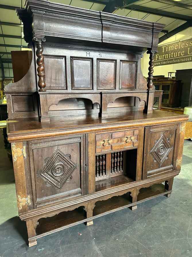 19th Century Large Oak Welsh Dresser Top Removable Jacobean Style 6ft |  Vinterior