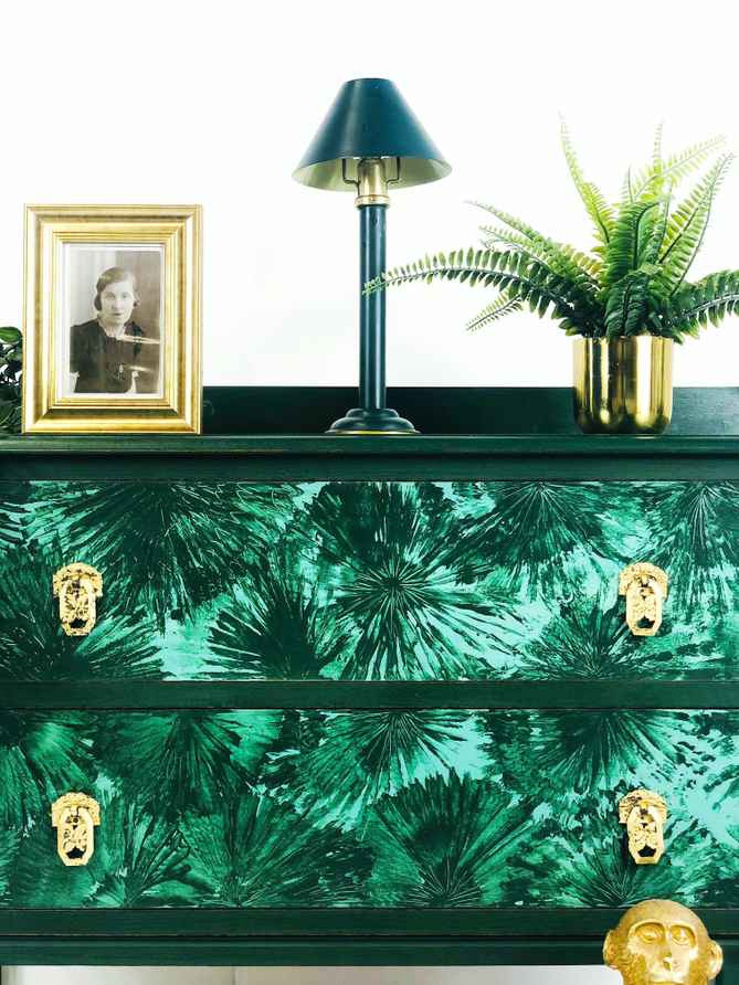 Vintage Emerald Green Shabby Chic Painted Chest Of Drawers 1940s 1950s