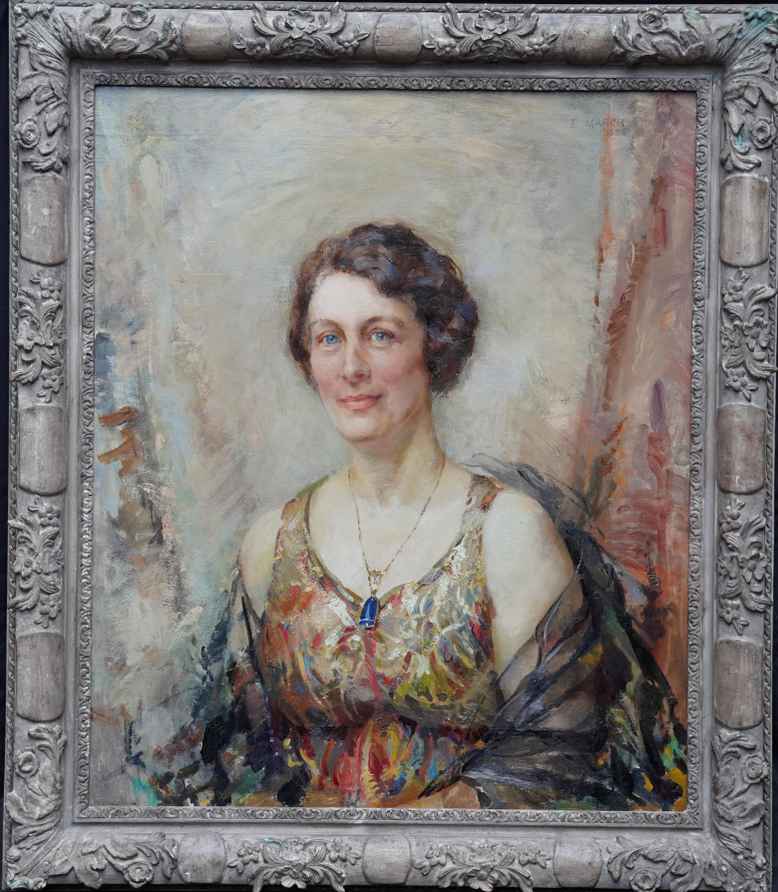David Cowan Dobsonportrait Of A Lady In Green Dress Scottish 1930's Art Deco  Oil Painting 1931 | Vinterior