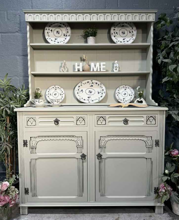 Upcycled Painted Priory Style Welsh Dresser In Fusion Champness Light Blue  | Vinterior