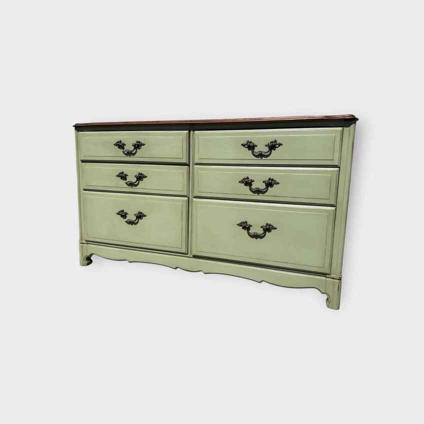 slim fit dress slacks Richmond Ridged Wide 6 Drawer Dresser, Matte Sage Green