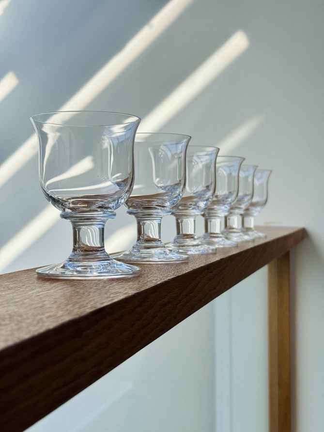 Antique English Sherry Glasses | Hand Blown Etched Crystal Stemware Set Of  6 | Floral Design Port Wine Glasses | Victorian Glassware | Vinterior