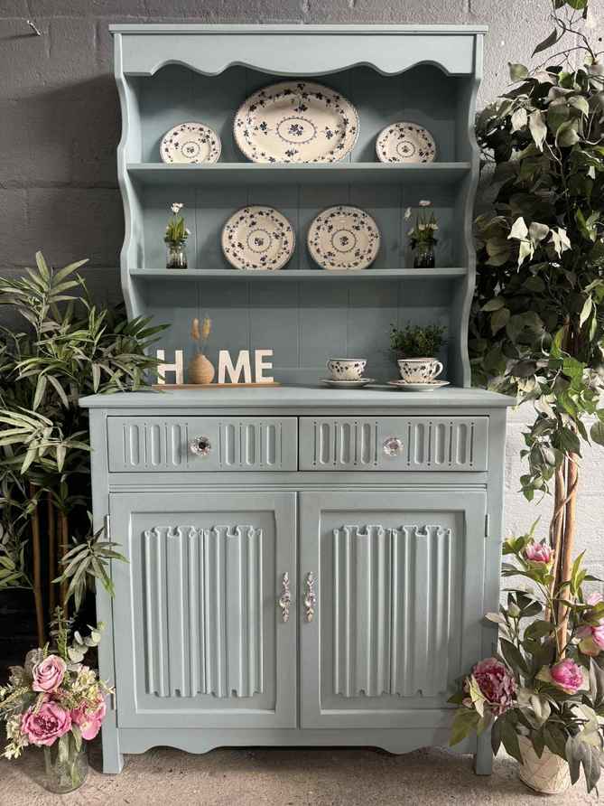 Upcycled Painted Priory Style Welsh Dresser In Fusion Champness Light Blue  | Vinterior