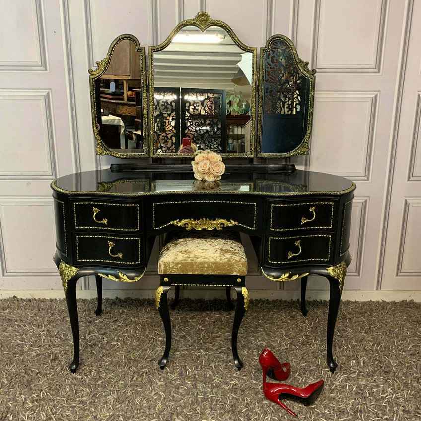 black and silver dressing table Black And Silver Rococo Style Dressing Table