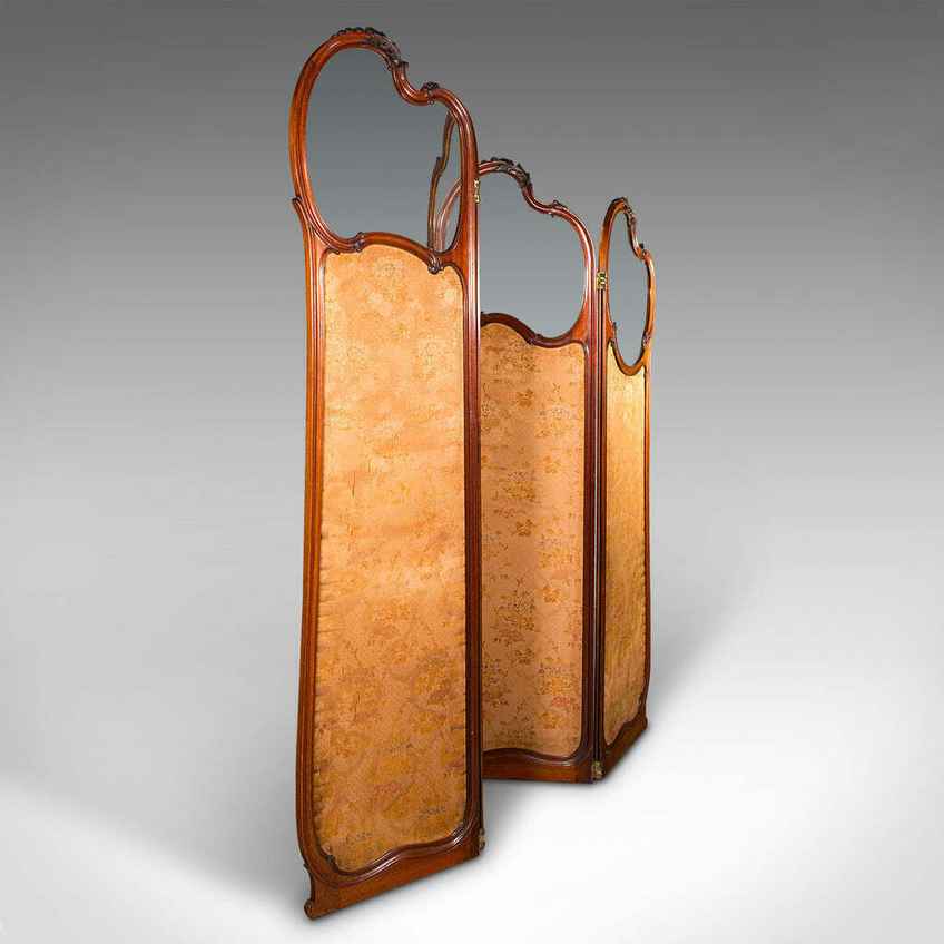 Vintage Art Nouveau Belgian Dressing Screen in Pink | Vinterior