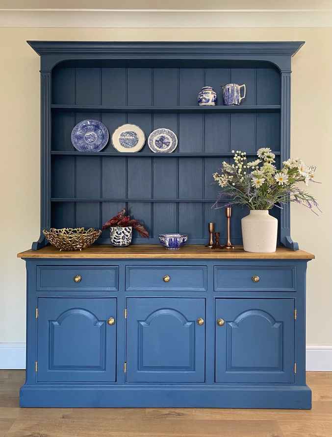 blue welsh dresser Vintage French Farmhouse Dresser, Blue Welsh Dresser, Antique Hand Pai –  Upcite main image 0