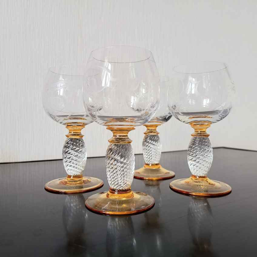 A Vintage Pair Of Royal Brierley Crystal 5 Inch Tall Claret Glasses In  Bruce Cut, Vintage English Artisan Hand Made Glass, 1980s | Vinterior