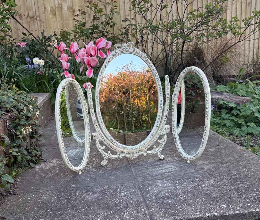 gold triple dressing table mirror Large Gold Dressing Table Triple Mirror – Melody Maison Ltd