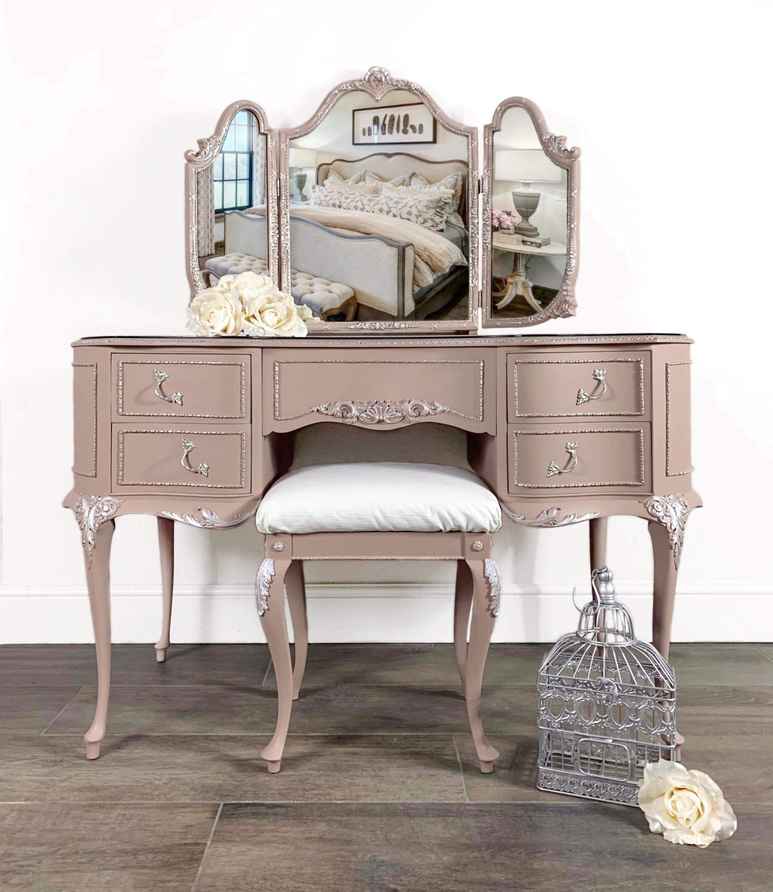 French Style Green Louis Olympus Dressing Table, Vintage Hand Painted  Romantic Dressing Table, Champagne Trim, Bedroom Furniture & Stool |  Vinterior