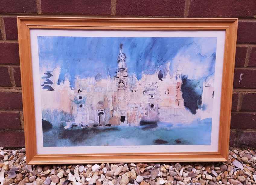 Very Large Framed Print Of Harbour Scene By Renowned French Artist
