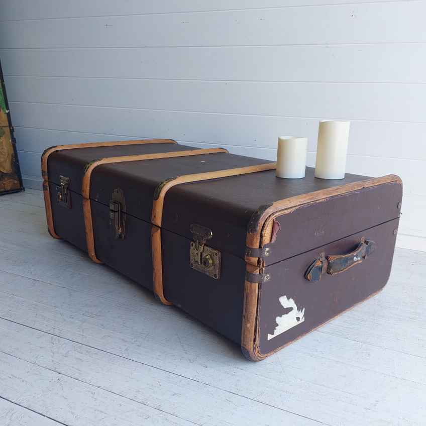 Gorgeous Antique Travel Trunk From The 1930s. Vintage Suitcase