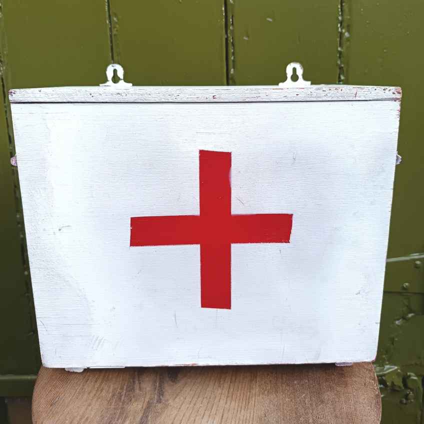 Vintage Military First Aid Box Wall Mounted Medical Cabinet