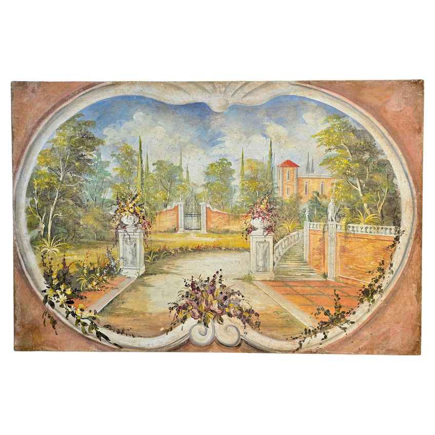 Authentic Italian Fresco Painting Of A Classical Conservatory