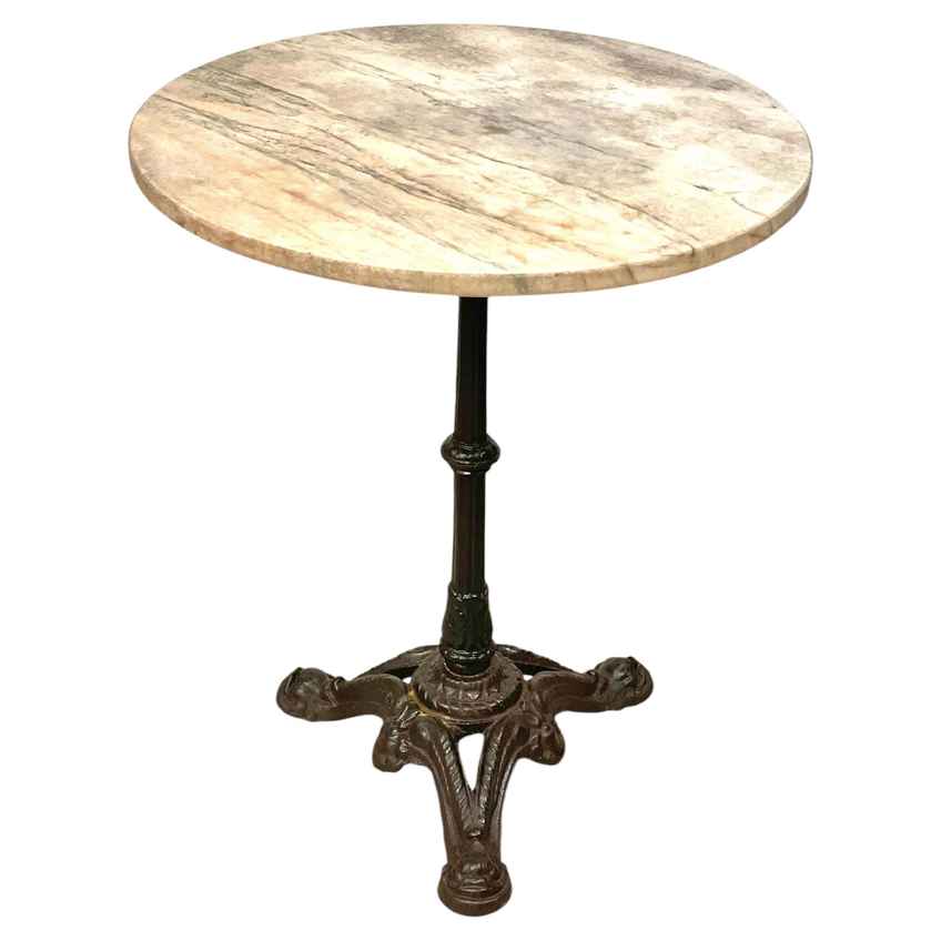 New French Cast Iron Black Bistro Table With Iron Top | Vinterior