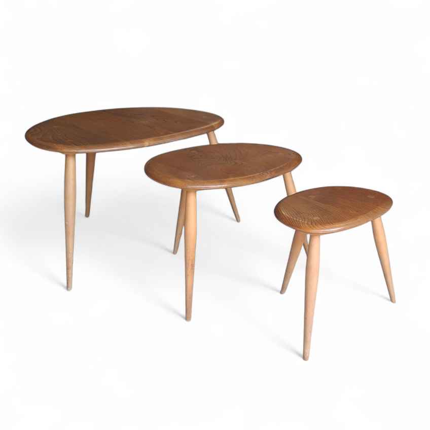 Vintage Ercol Pebble Nest Of Tables | Lucian Ercolani | Ercol