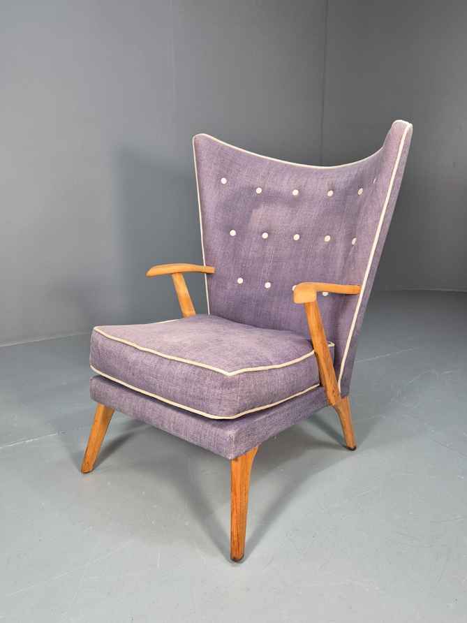 2 Parker Knoll Lounge Chairs Beech Vinyl Mcm Retro Pk988/1023