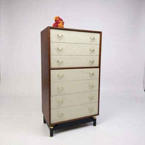 Vintage Teak Chest Of Drawers By Avalon 6 Drawer Tall Boy Chest